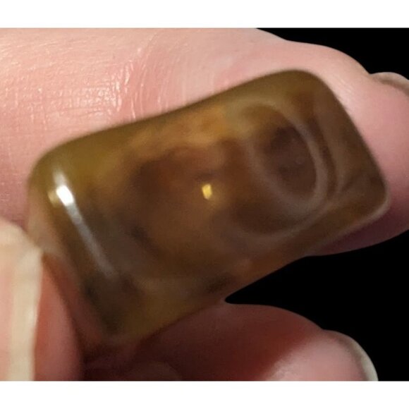 Brown Mottled Abstract Chunky Fashion Ring Size 5 3/4 - Picture 7 of 14